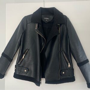 Black Leather Sam Edelman jacket with gold zippers/detailing